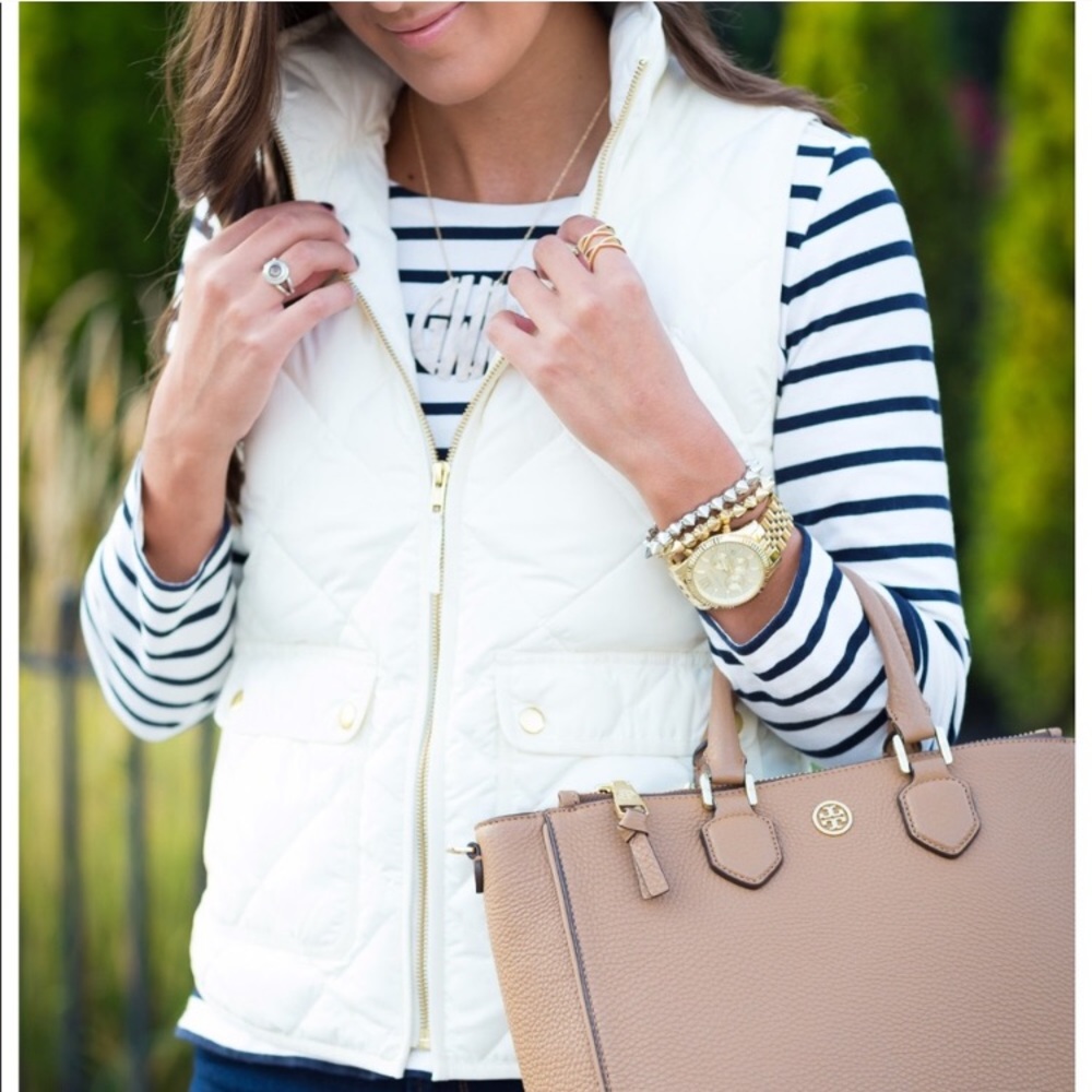 J Crew white puffer vest